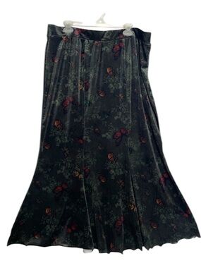 Thorn & Fable Monarch Butterfly Maxi Skirt 2 Green Velvet Mermaid Alt Moth Plus